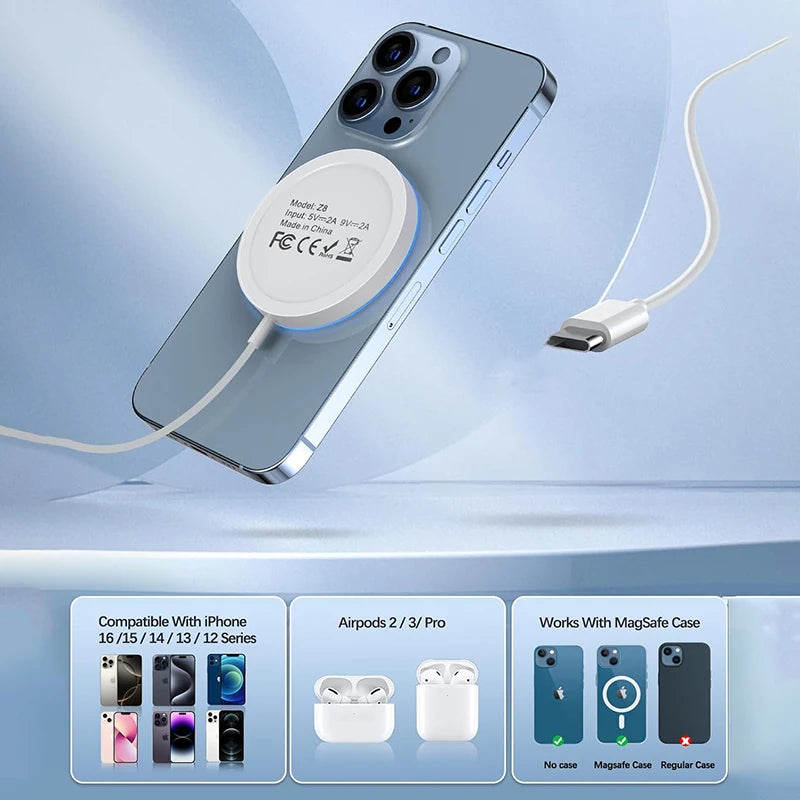 For Apple Magsafes Original Wireless Charger For iPhone 16 15 14 13 12 Pro Max Plus AirPods Fast Charging Type C Magnetic Charge